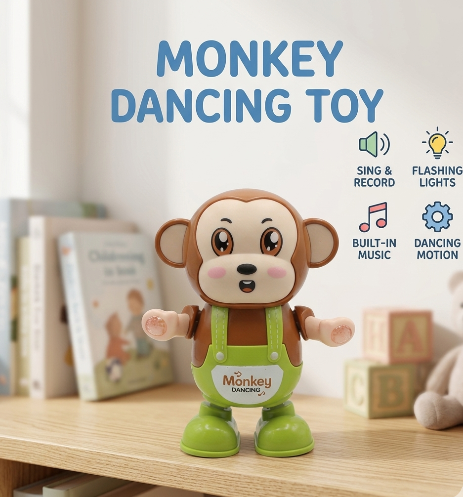 Battery Operated Dancing Monkey Toy With Lights Music Interactive Entertainment Fun