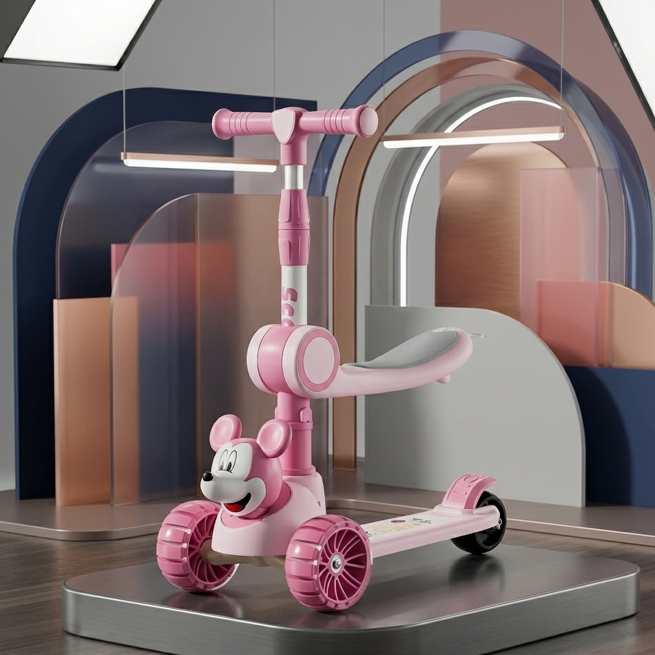 Foldable Kids Kick Scooter Three Wheel Outdoor Ride Steel Pedal Fun
