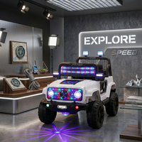 Luxury Kids Battery Car Leather Seat LED Lights Big Wheels Rideon