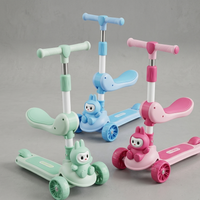 Labubu Character Kids Scooter With Seat Adjustable Manual Balance Riding Scooter