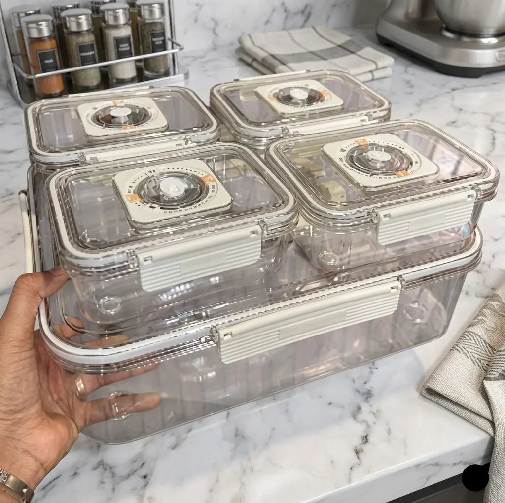 5PCS Vacuum Fresh Keeping Food Storage Container Refrigerator Organizer Set
