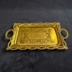 Luxury PVC Golden Serving Tray Decorative Elegant Multipurpose