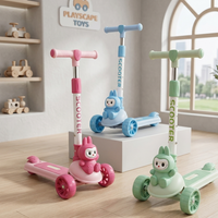 Labubu Character Kids Manual Scooter Adjustable Three Wheel Balance Ride Scooter