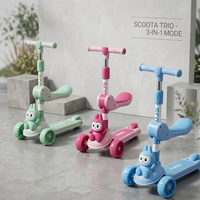 Labubu Character Kids Scooter With Seat Adjustable Manual Balance Riding Scooter