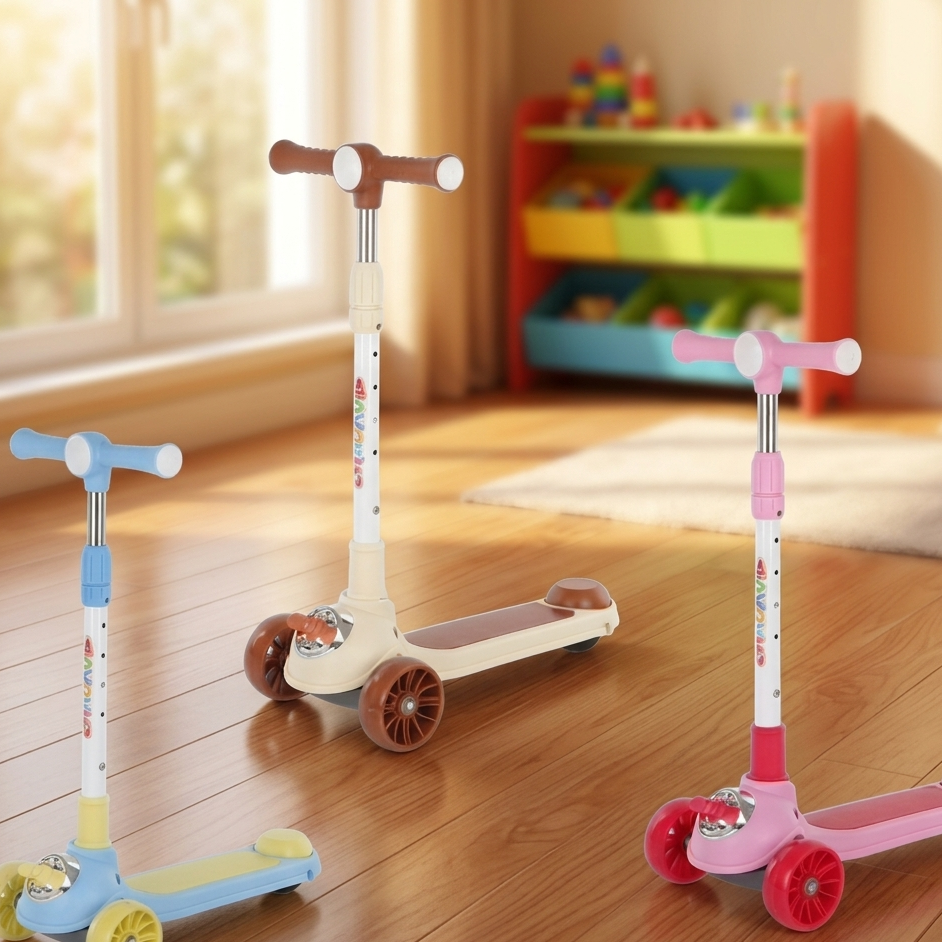 Amazing Kids Manual Scooter Adjustable Three Wheel Outdoor Fun Balance Ride