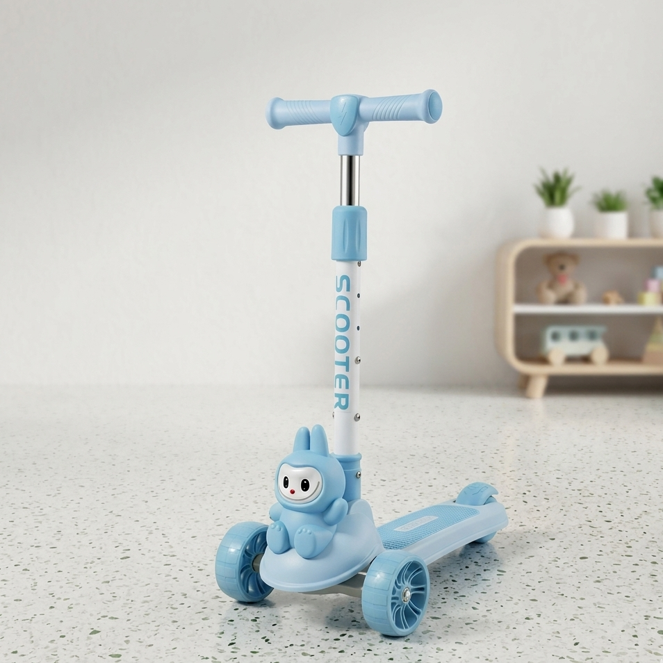 Labubu Character Kids Manual Scooter Adjustable Three Wheel Balance Ride Scooter