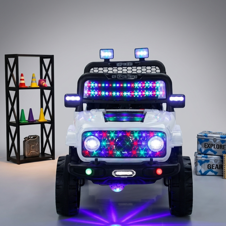 Luxury Kids Battery Car Leather Seat LED Lights Big Wheels Rideon