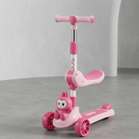Labubu Character Kids Scooter With Seat Adjustable Manual Balance Riding Scooter