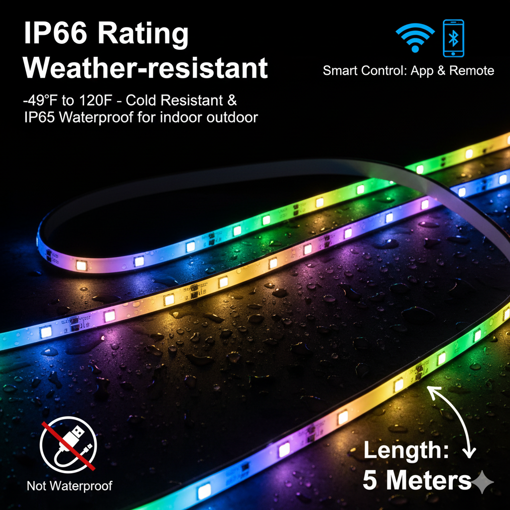 RGB IC LED Strip Light IP66 Waterproof Music Sync Neon Rope Light With App Control For Road Courtyard Lawn Swimming Pool