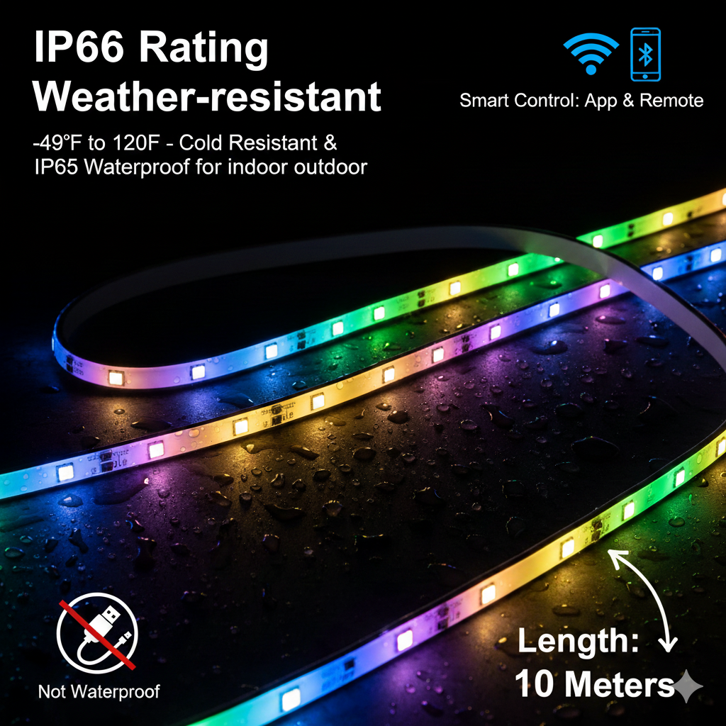 RGB IC LED Strip Light IP66 Waterproof Music Sync Neon Rope Light With App Control For Road Courtyard Lawn Swimming Pool