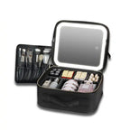 Portable Large Capacity Makeup Bag With Mirror Lighted Cosmetic Organizer Storage