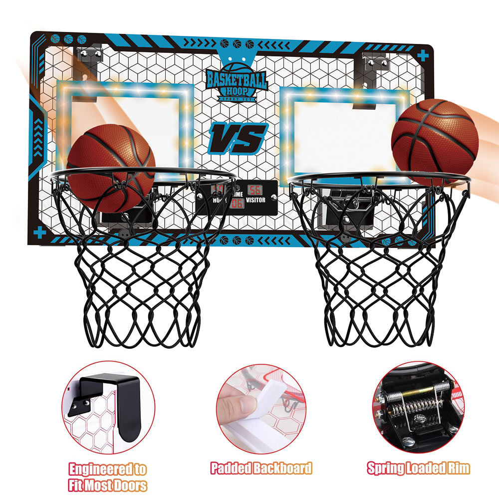 Foldable Kids Basketball Hoop Double Score LED Sports Game Playset Toy