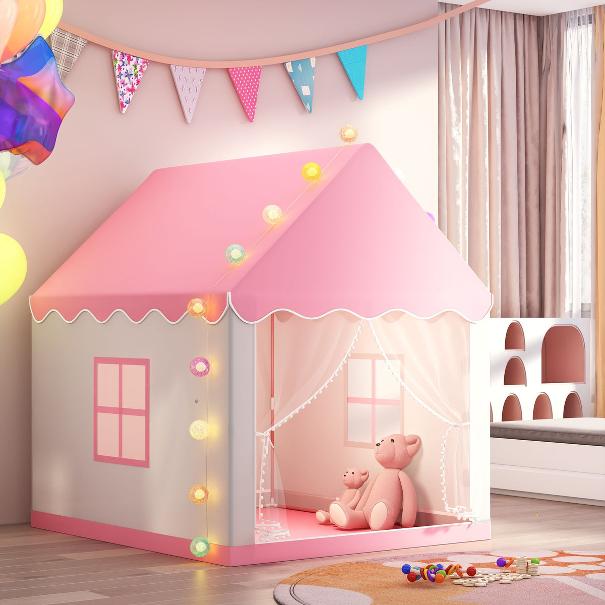 Kids LED Play Tent Indoor Bedroom Playhouse Castle Fun Adventure Shelter