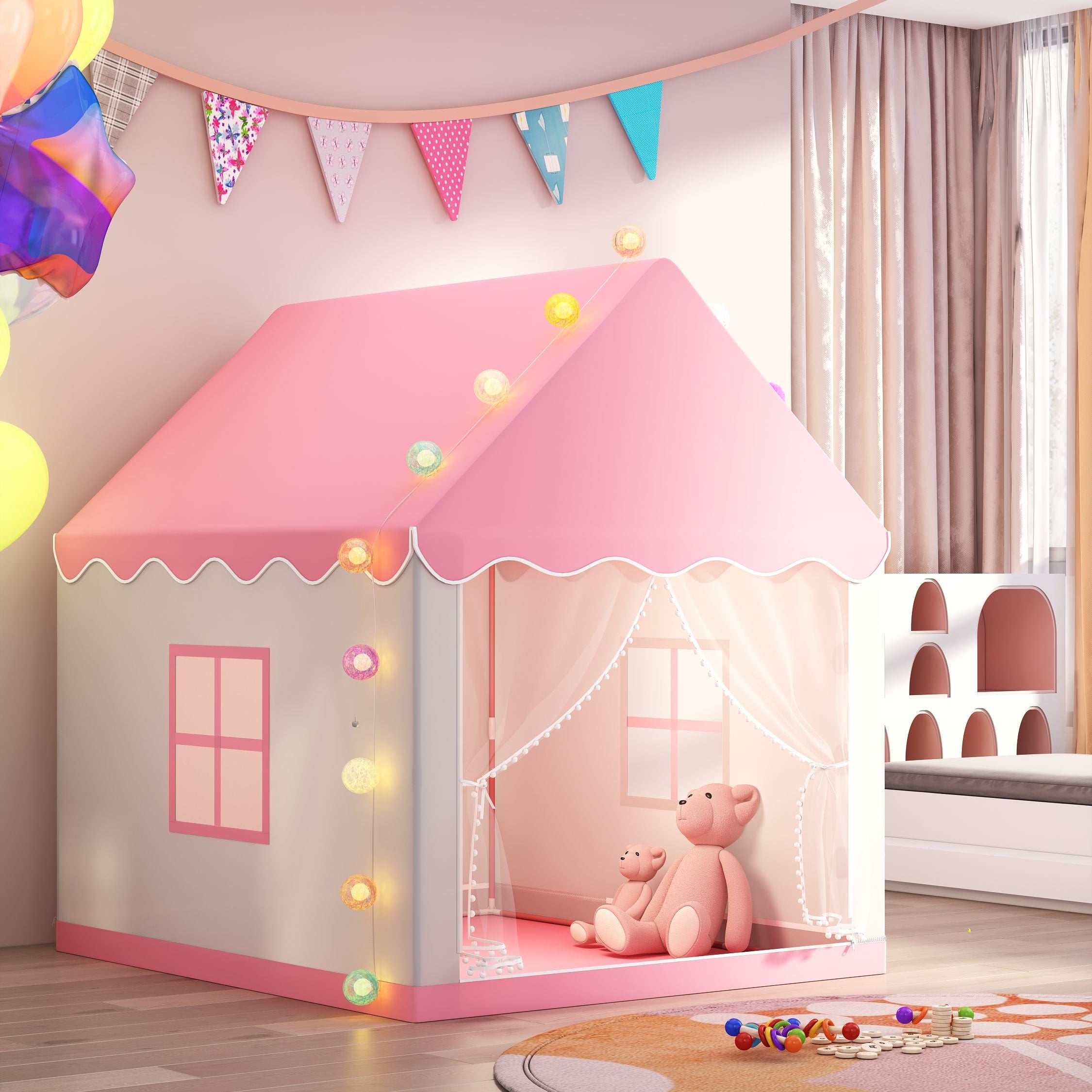 Kids LED Play Tent Indoor Bedroom Playhouse Castle Fun Adventure Shelter