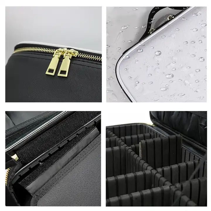 Portable Large Capacity Makeup Bag With Mirror Lighted Cosmetic Organizer Storage