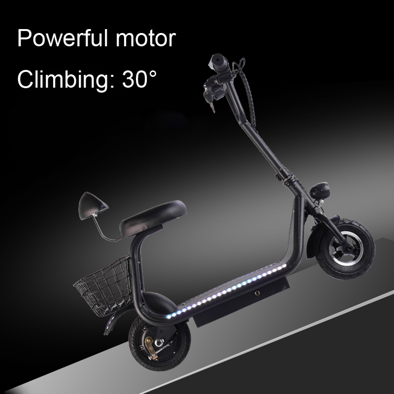 Electric Scooter Bluetooth Foldable LED Seat Basket Ride-On Fun