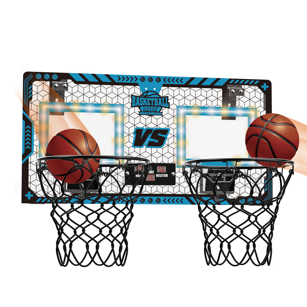 Foldable Kids Basketball Hoop Double Score LED Sports Game Playset Toy