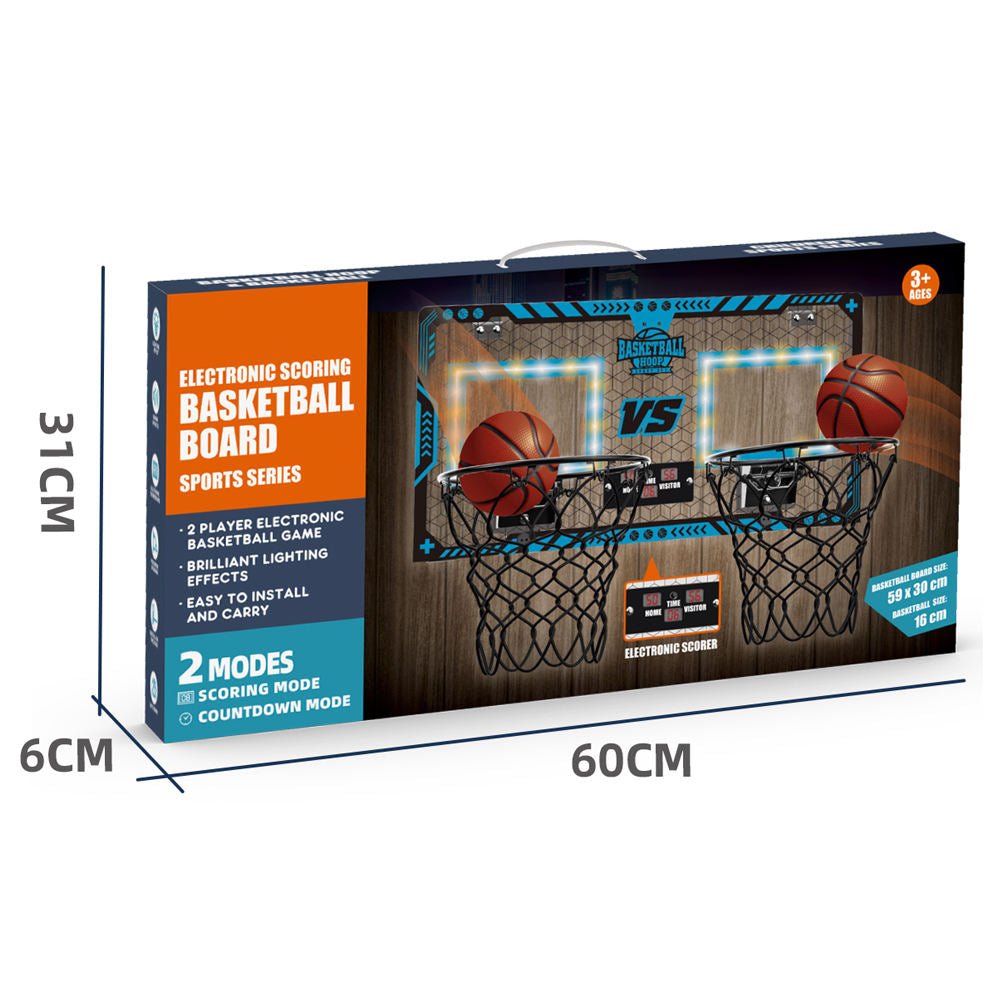 Foldable Kids Basketball Hoop Double Score LED Sports Game Playset Toy