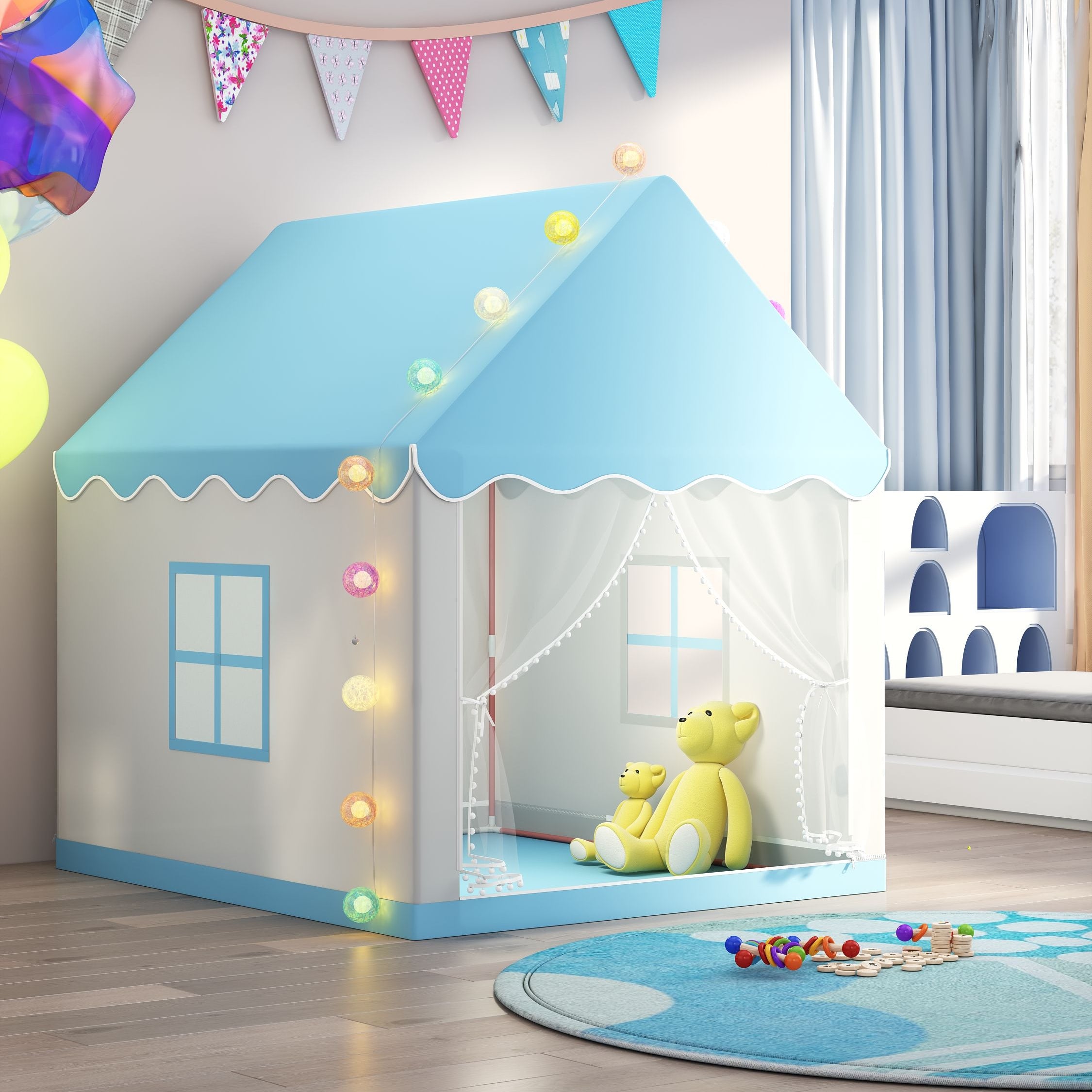 Kids LED Play Tent Indoor Bedroom Playhouse Castle Fun Adventure Shelter