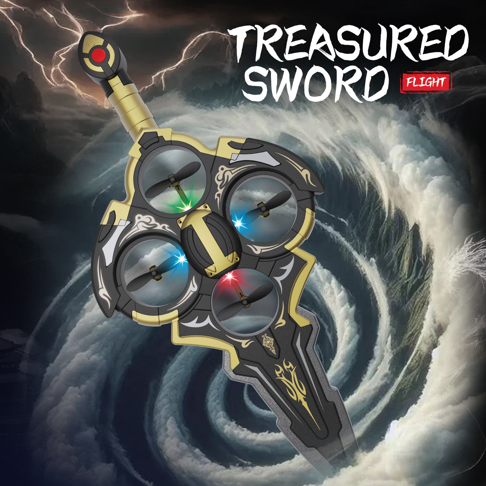 LED Sword Drone Remote Control Flying Toy With Stunt Action Features