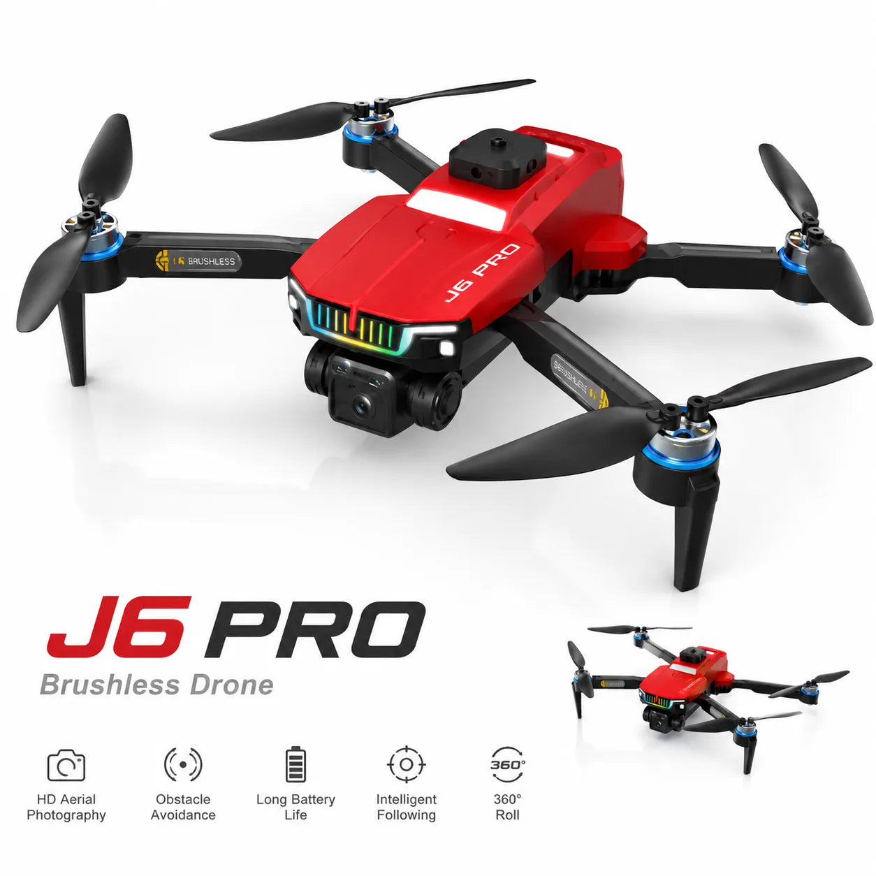 J6 Pro Camera Drone Quadcopter Brushless Motor Optical Flow