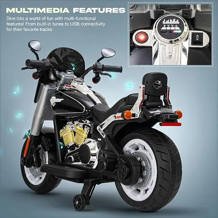 Kids Ride-On Electric Cruiser Motorcycle with LED Lights