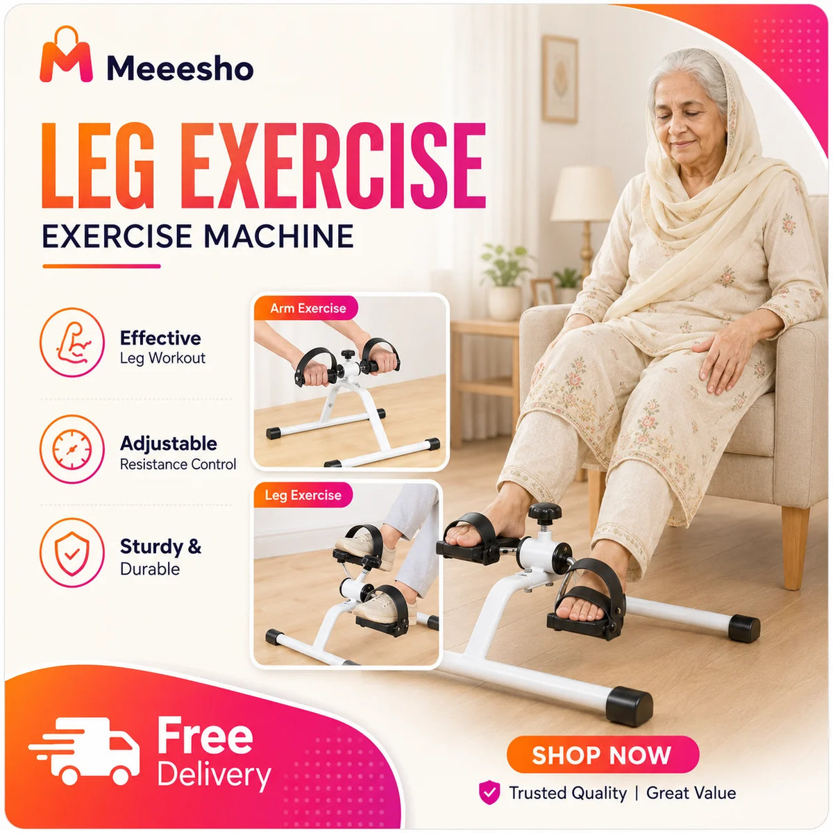 Mini Pedal Exercise Cycle for Home Use Meeesho.pk