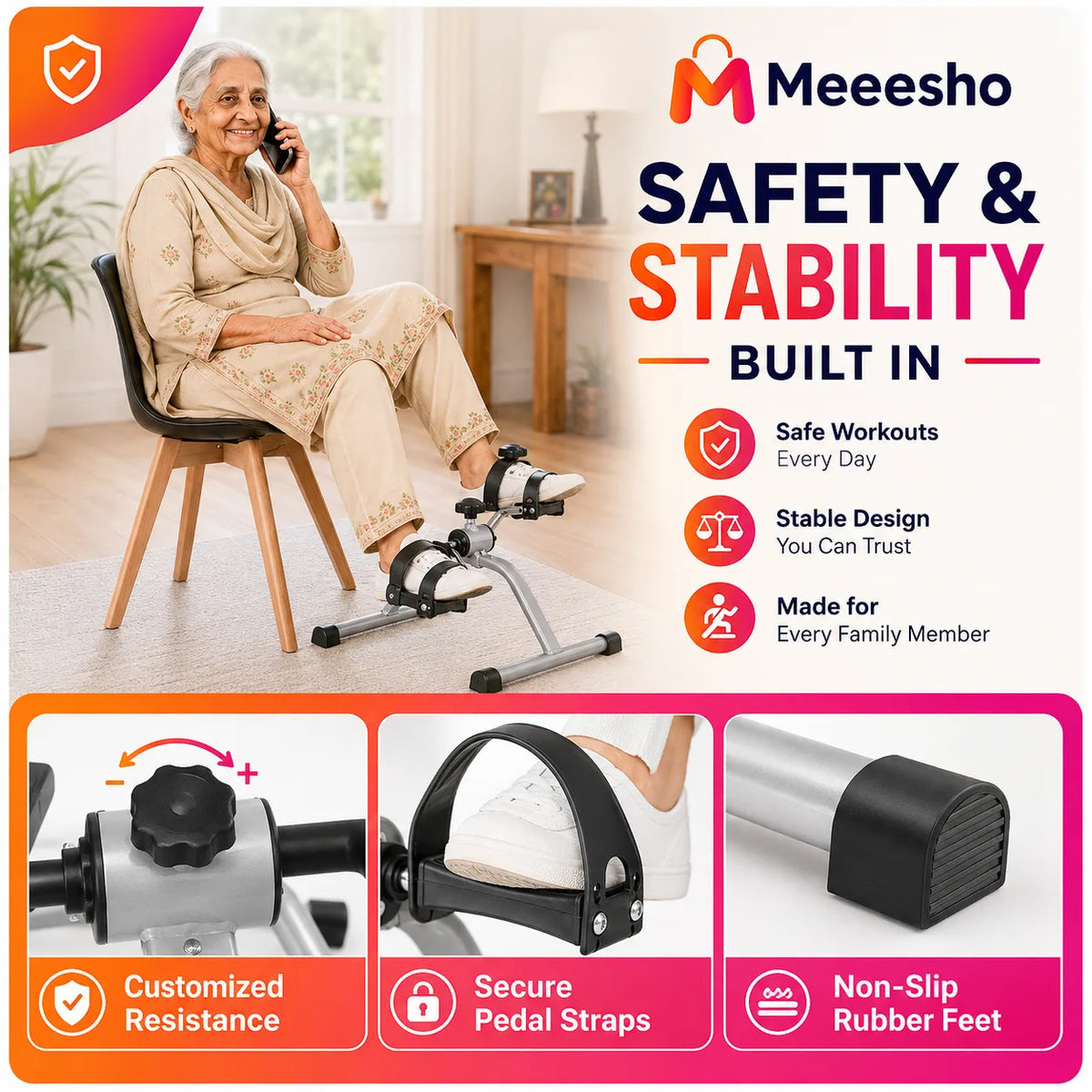 Mini Pedal Exercise Cycle for Home Use Meeesho.pk