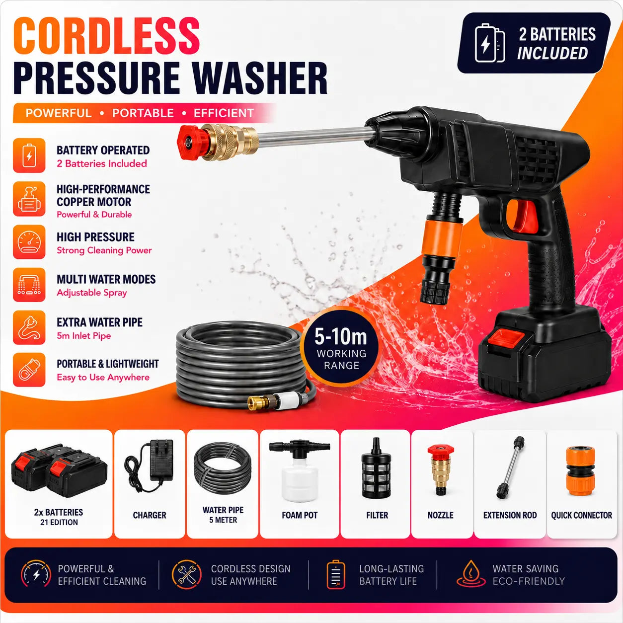Wireless High Pressure Washer Gun  | Meeesho.pk