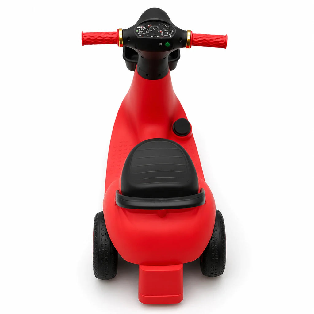 Red Kids Vespa Electric Ride-On Scooter with Basket and LED