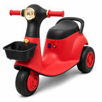 Red Kids Vespa Electric Ride-On Scooter with Basket and LED