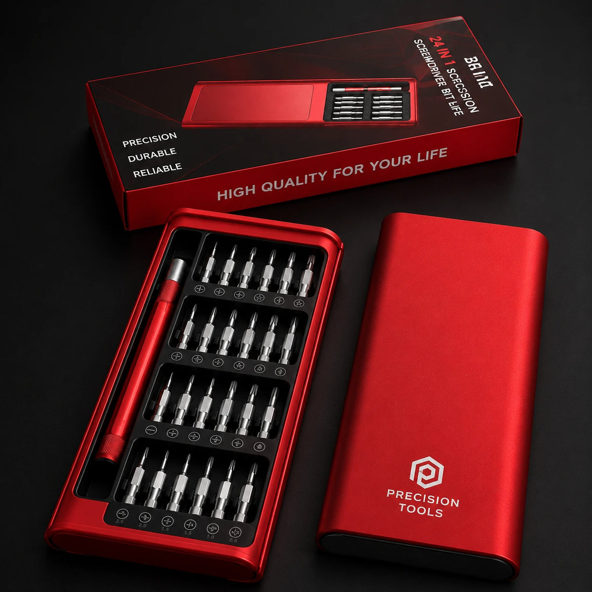 Portable Precision Screwdriver Tool Kit 12 In 1 Magnetic Bits Set