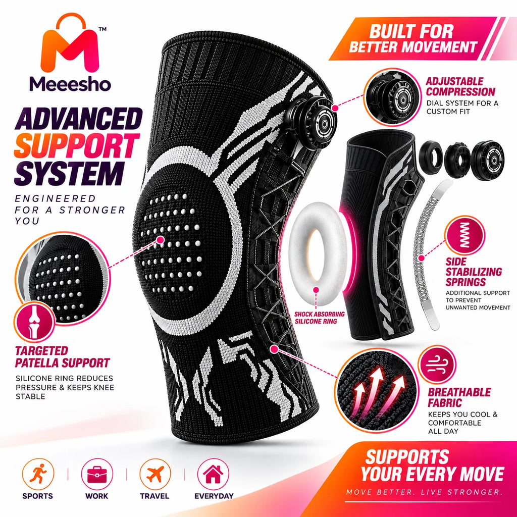 Adjustable Knee Support Brace with Side Stabilizer