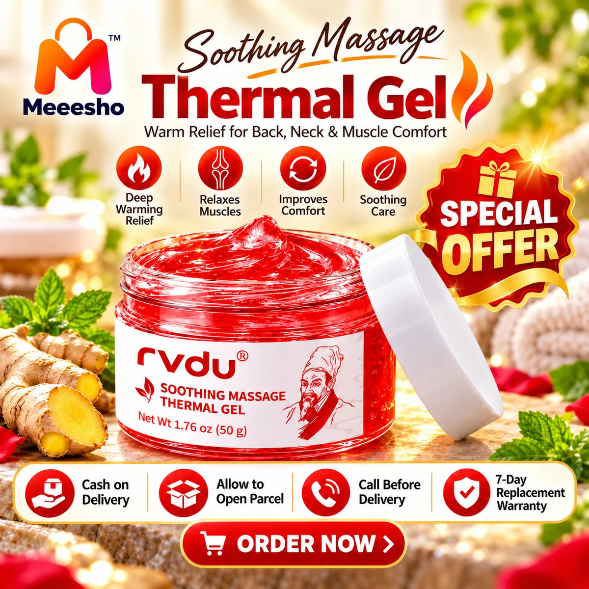 RVDU Soothing Thermal Massage Gel for Back & Neck