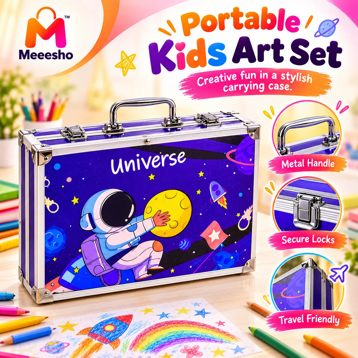 Kids Art Set Portable Drawing Painting Kit Case