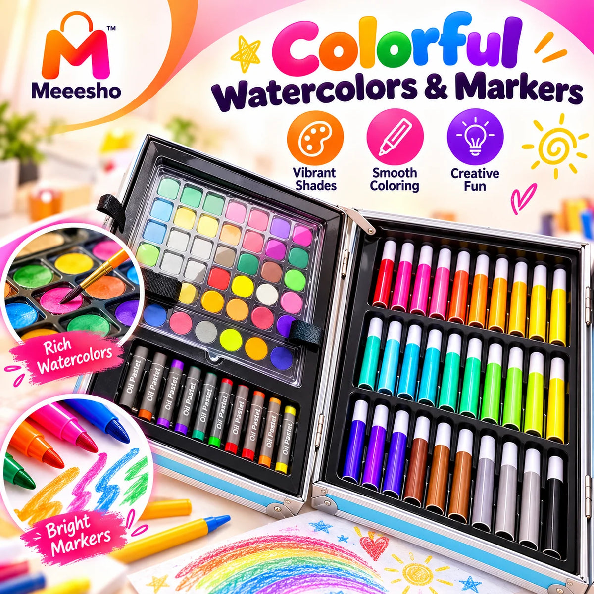 Kids Art Set Portable Drawing Painting Kit Case