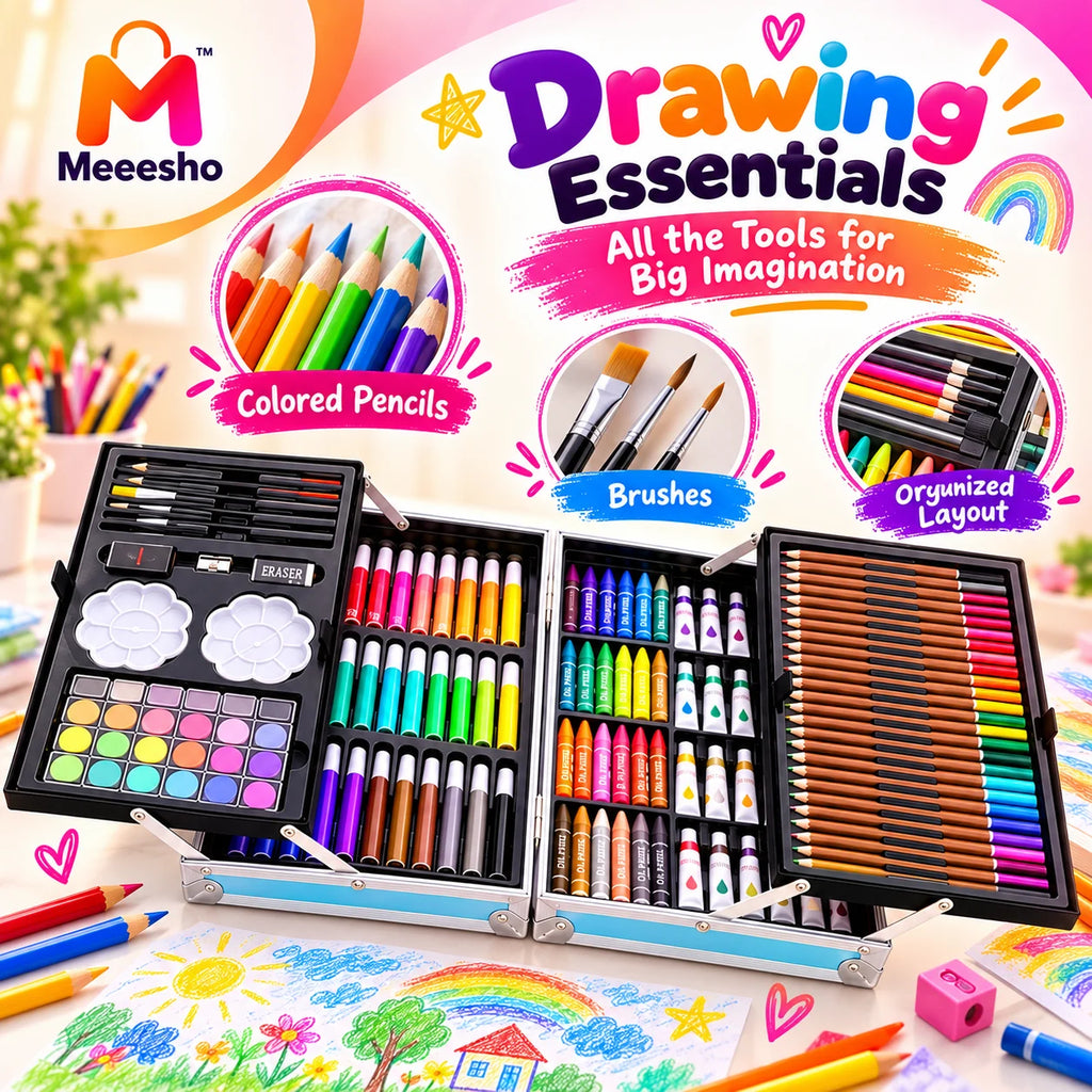 Kids Art Set Portable Drawing Painting Kit Case