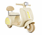 Royal Cream Vespa Kids Electric Ride-On Scooter with LED Lights