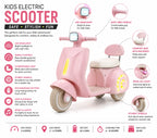 Royal Cream Vespa Kids Electric Ride-On Scooter with LED Lights