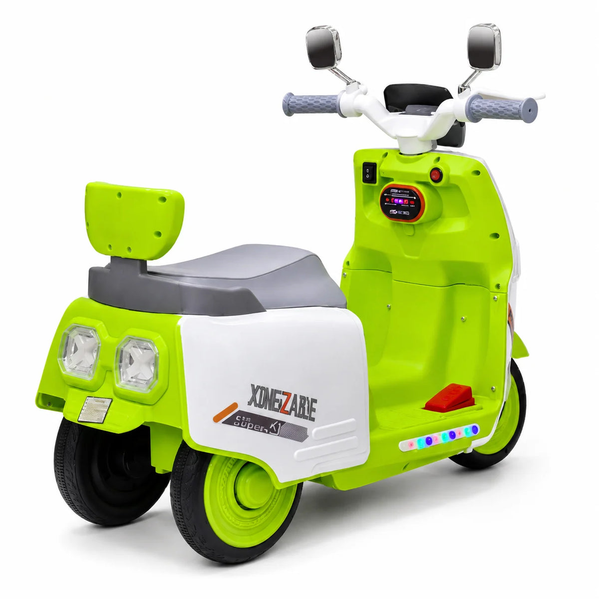 Kids Electric Vespa Scooter Rechargeable Ride-On Bike with LED Lights
