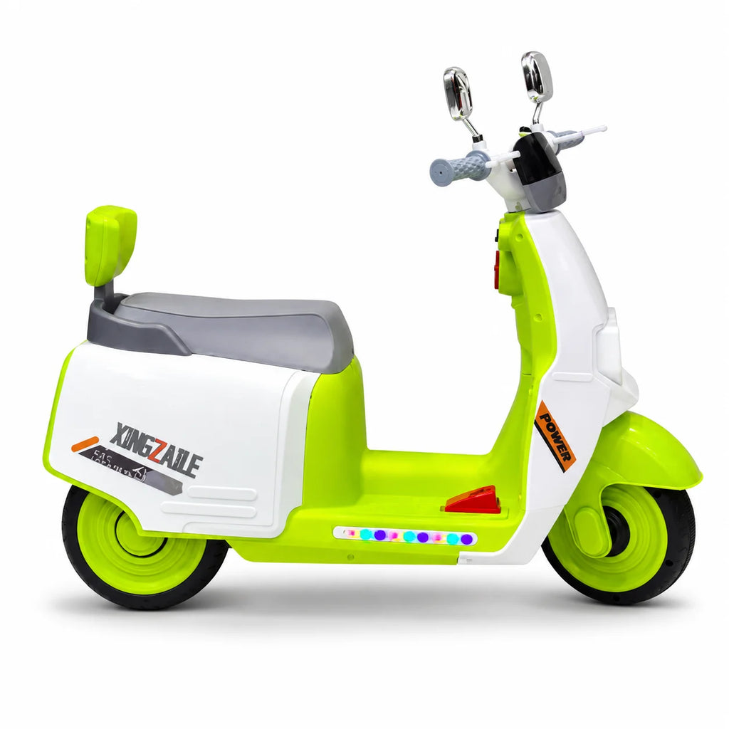 Kids Electric Vespa Scooter Rechargeable Ride-On Bike with LED Lights