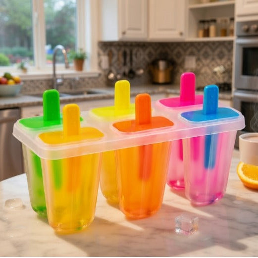 Plastic Ice Cream Mold Homemade Popsicle Maker Freezer Tray Set