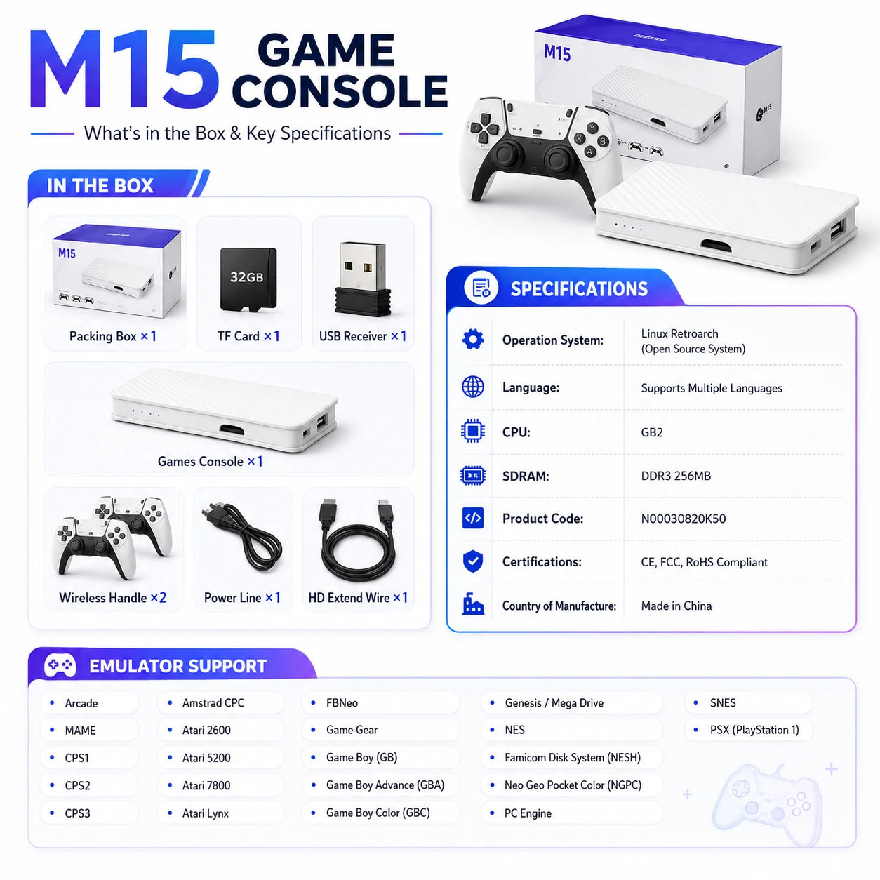 M15 4K Retro Game with Console with 20,000+ Games | Meeesho.pk