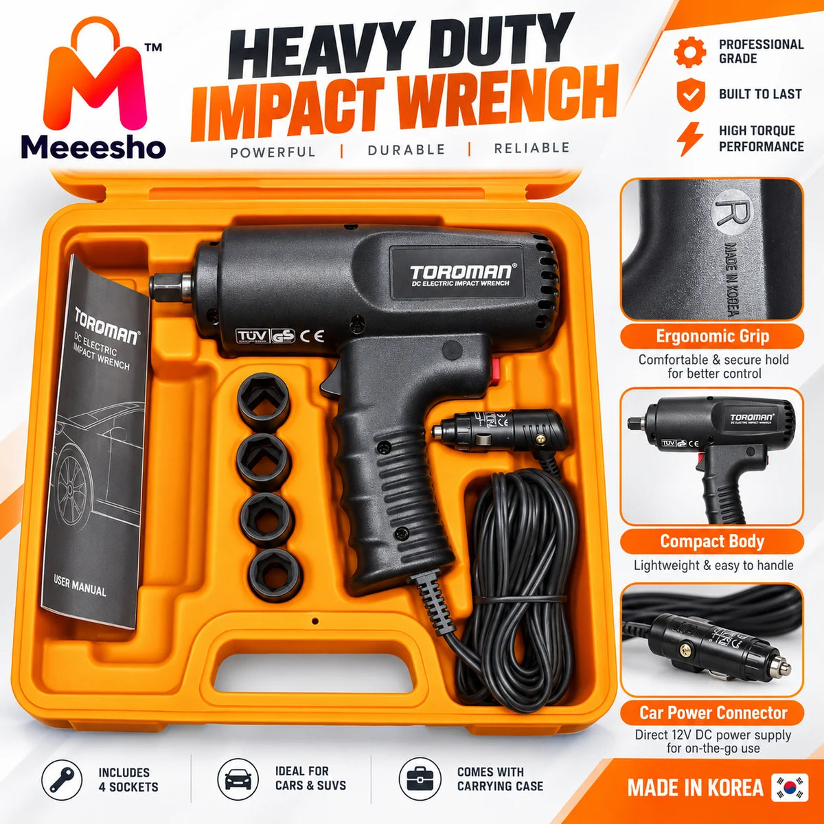 12V Heavy Duty Electric Impact Wrench Gun Set