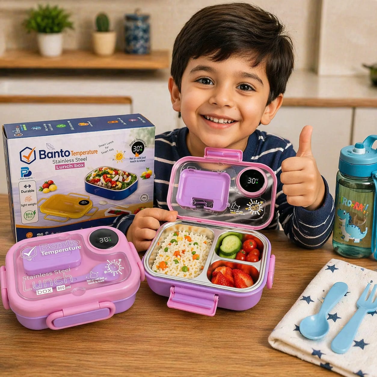 Stainless Steel Temperature Lunch Box Smart Food Container Hot