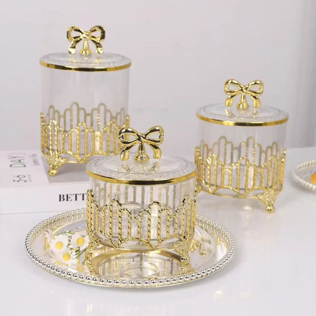 European Retro Gold Plated Candy Nut Luxury Storage Decorative Jar