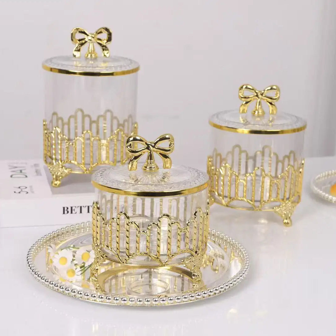 European Retro Gold Plated Candy Nut Luxury Storage Decorative Jar
