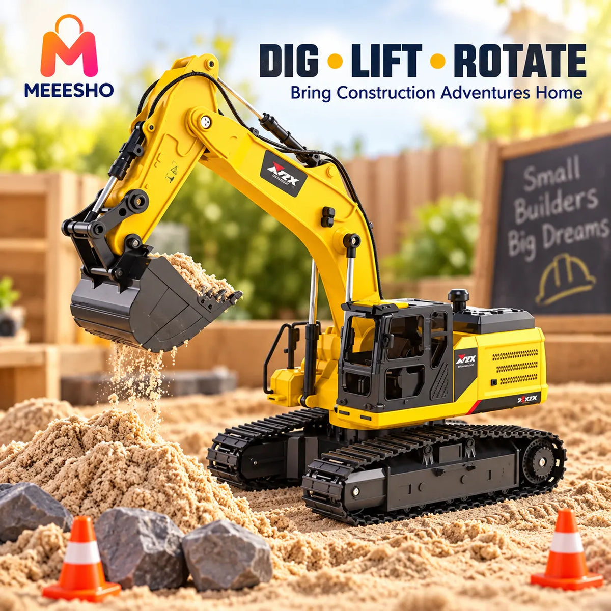 640° Rotating Tracked Excavator Toy With Movable Arm And Bucket