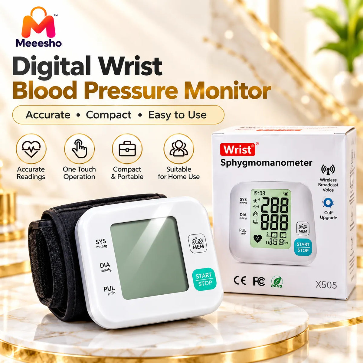 Digital Wrist Blood Pressure Monitor for Home Use
