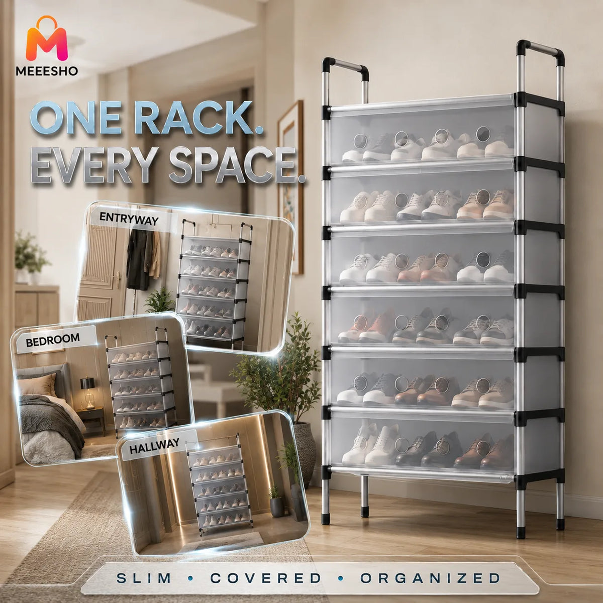 Six-Tier Enclosed Shoe Organizer Keeps Every Pair Neat and Protected